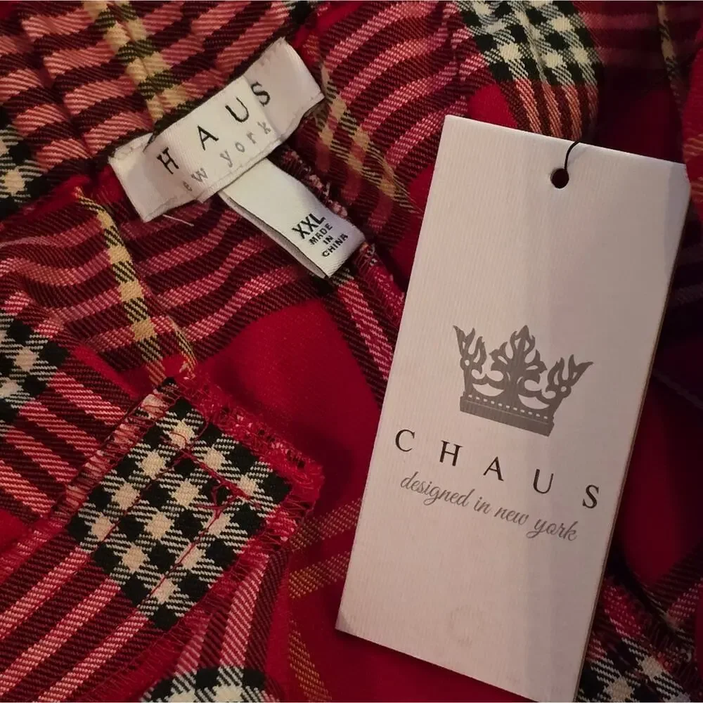 Chaus Red and White Plaid Pull On Straight Leg Pants Plus Size XXL NEW - Picture 12 of 14